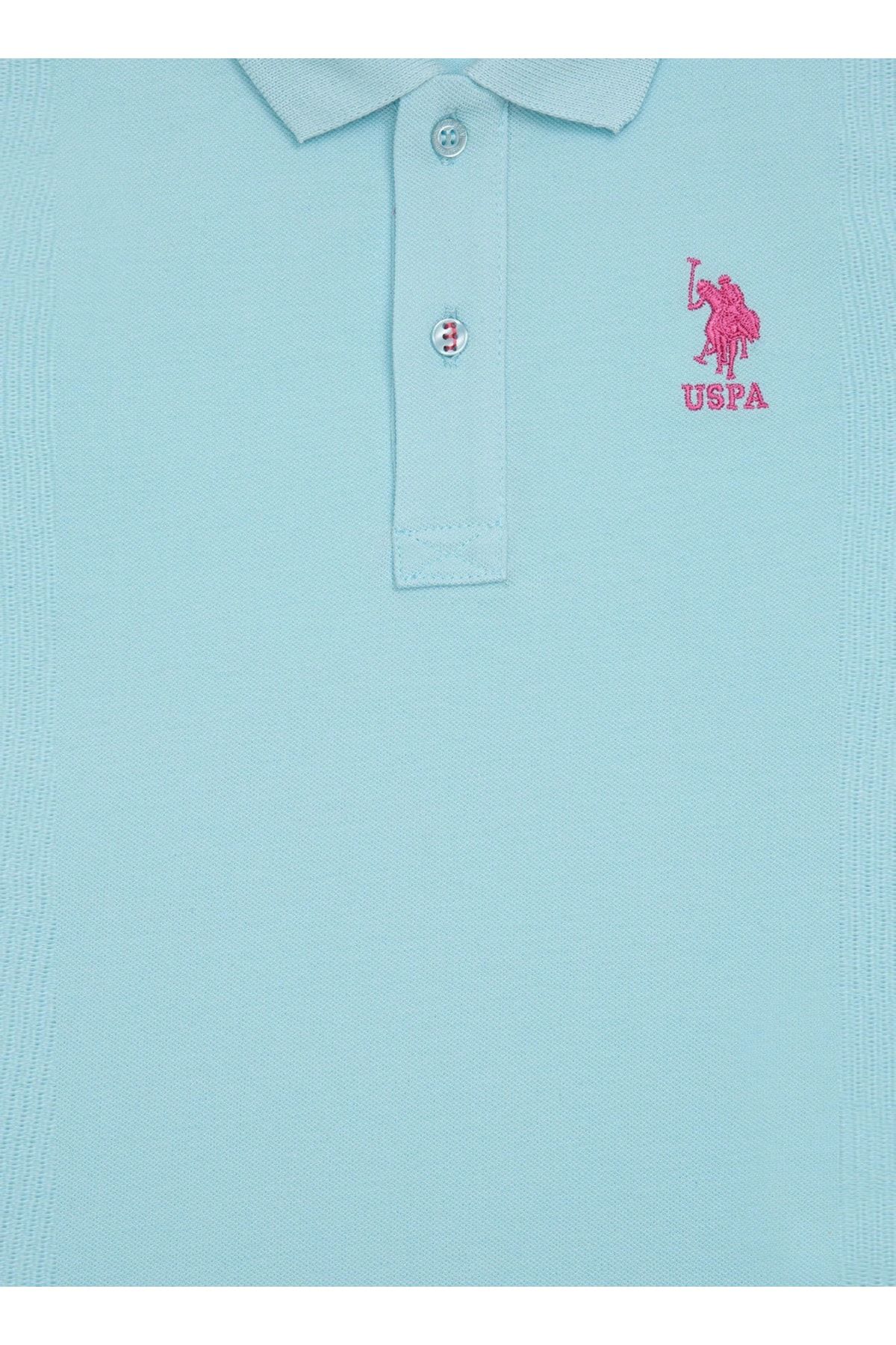 U.S. Polo Assn. تی شرت یقه پولو فیروزه ای پسرانه