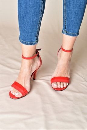 Kırmızı Tek Bant Ince Topuklu Ayakkabı AYK-0012