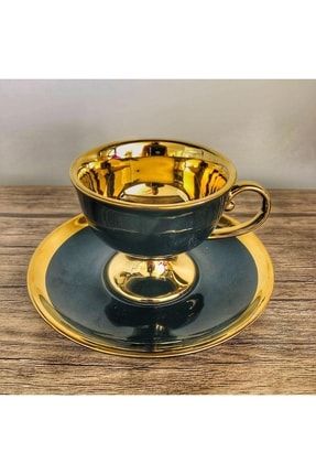 Tek Kişilik Türk Kahvesi Fincan Takımı Gold Detaylı Ayaklı Porselen porselenfincantekkisi