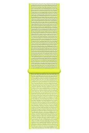 Apple Watch Seri 7 41 Mm Cırtlı Spor Loop Hasır Dokuma Kordon - Neon Yeşil 12720