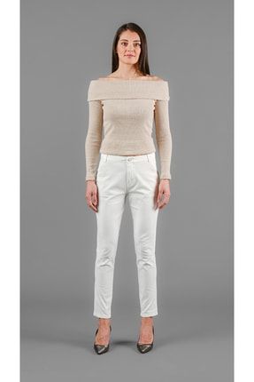 Ara Bel Dar Kesim Beyaz Chno Pantolon K620
