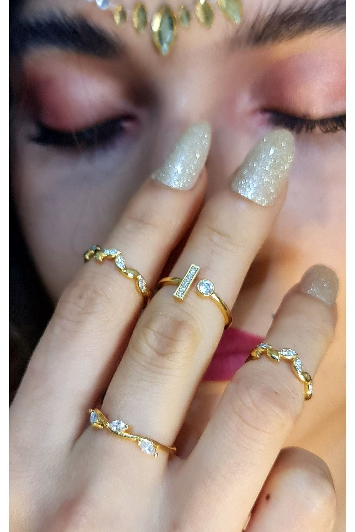 WONDER TOUCH Women s Stone Ring Set T Model Shiny Stone Ring