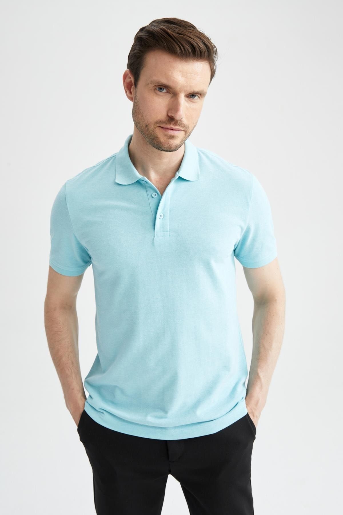 Defacto Regular Fit Polo Neck Basic Cotton Combed T Shirt Trendyol