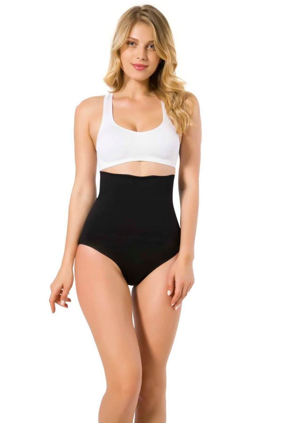 Emay-2009 Seamless High Waist Double Layer Slip Corset White 4