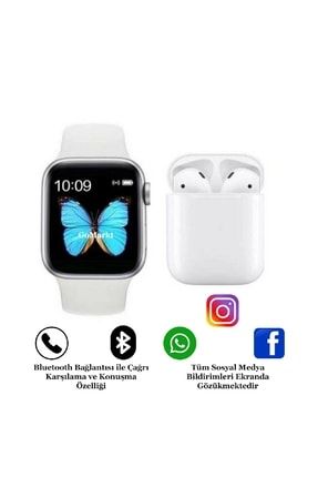Smart Watch 6 Series Ve I12 Bluetooth Kulaklık Mi 11 Lite Uyumlu Beyaz Renk DTM246