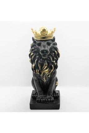 Aslan Kral Lion Heykeli Siyah-gold Bsra909