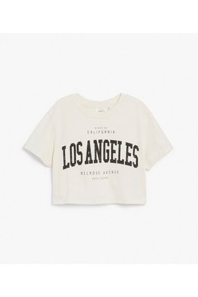 Los Angeles Baskılı Crop Tshirt KP520