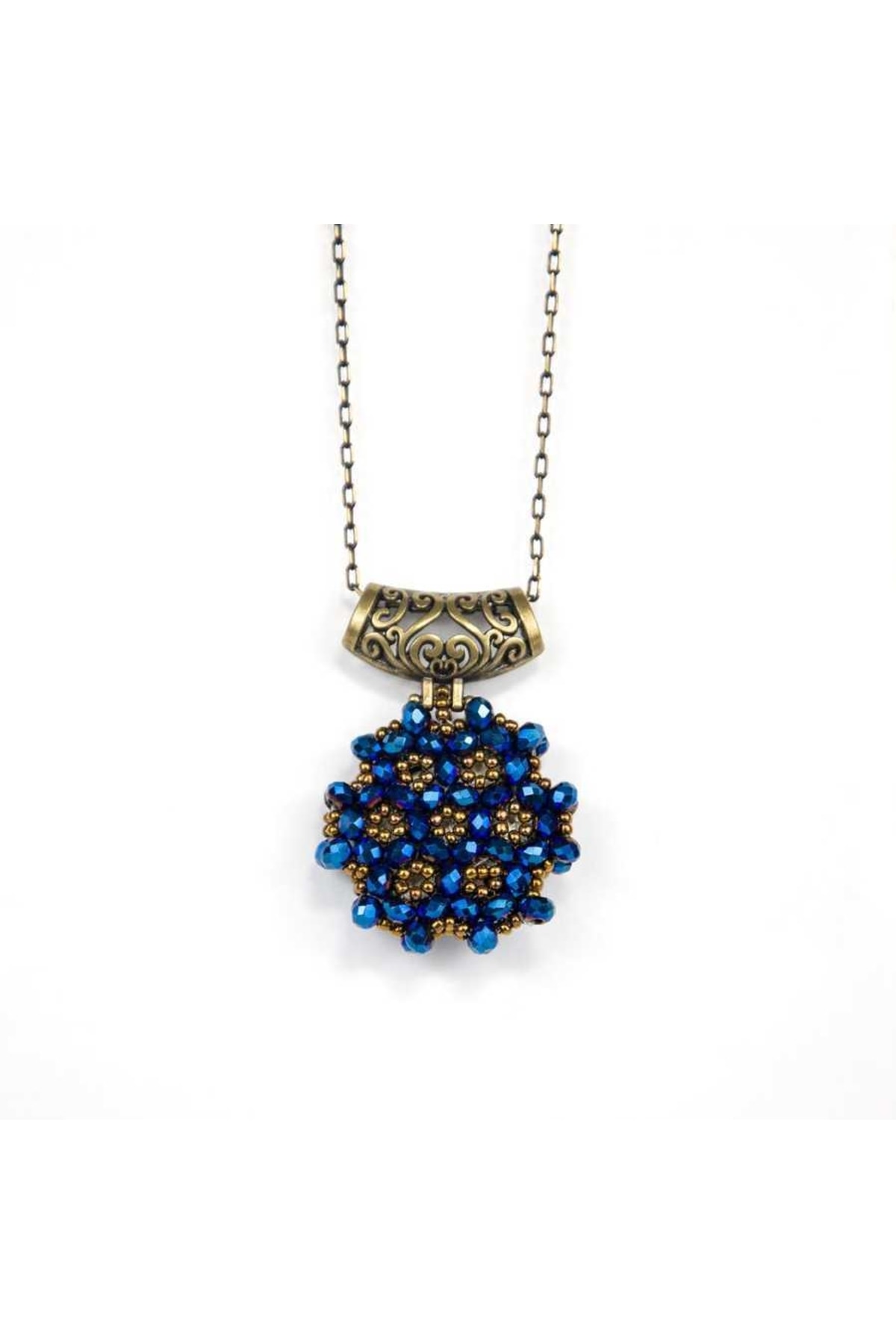 Blue Hunchback Necklace (crystal, Round)