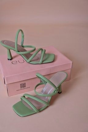 Bant Detaylı Topuklu Ayakkabı Fıstık Yeşili C710
