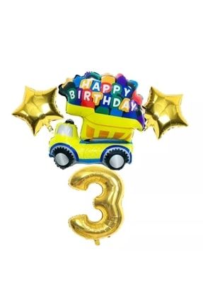 Happy Birthday Yeni Yas Folyo Balon Set Araba Rengarenk Balonlar ARBA1001YSM03.jpg