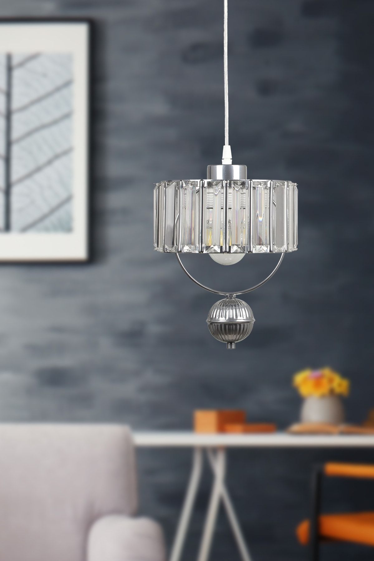 Begüsa Galon Tekli Lux Kristal Avize Krom