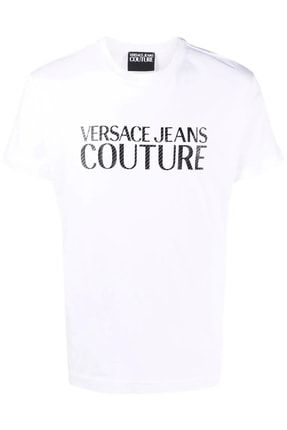 Geo Mat Logo Baskı Jeans Couture Beyaz T-shirt VJC71203097676411