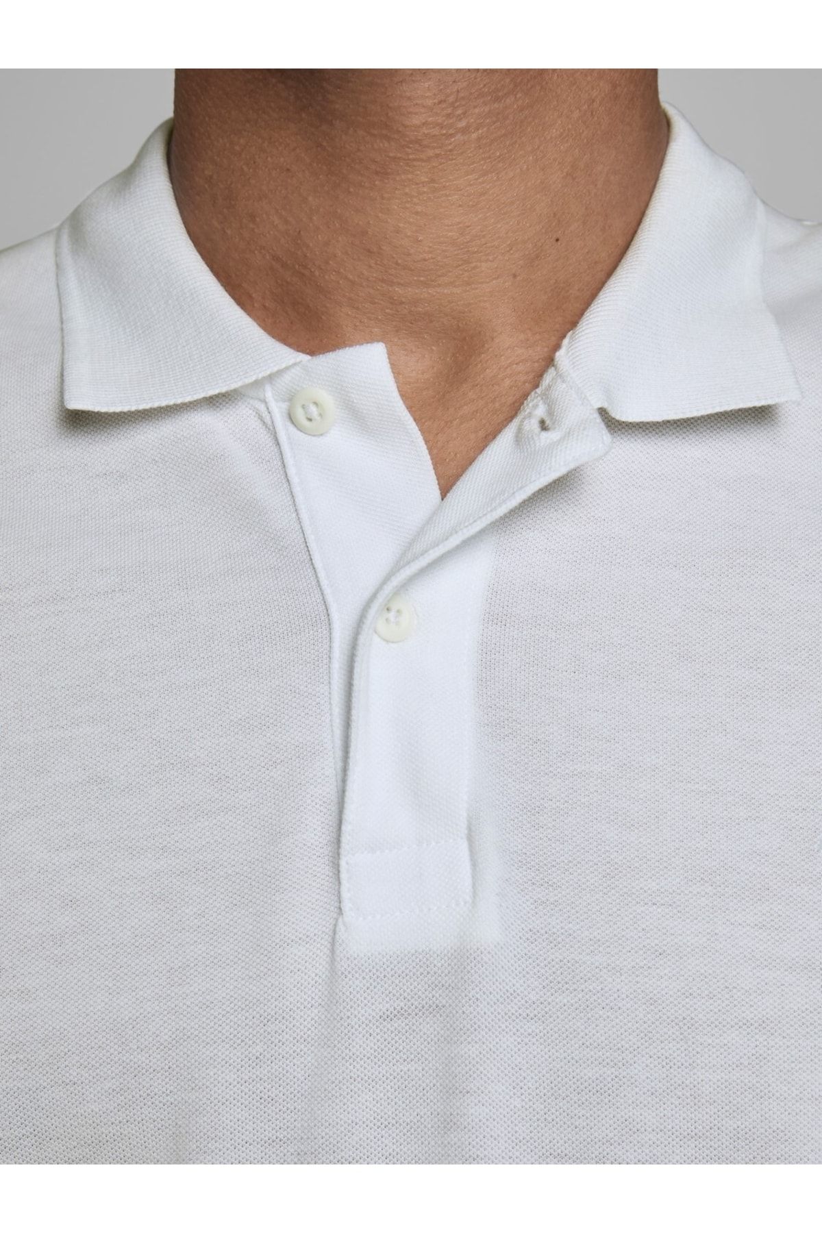 تی شرت یقه پولو سفید مردانه POLO SS NOOS SLIM FIT YAKA Jack Jones Jack & Jones