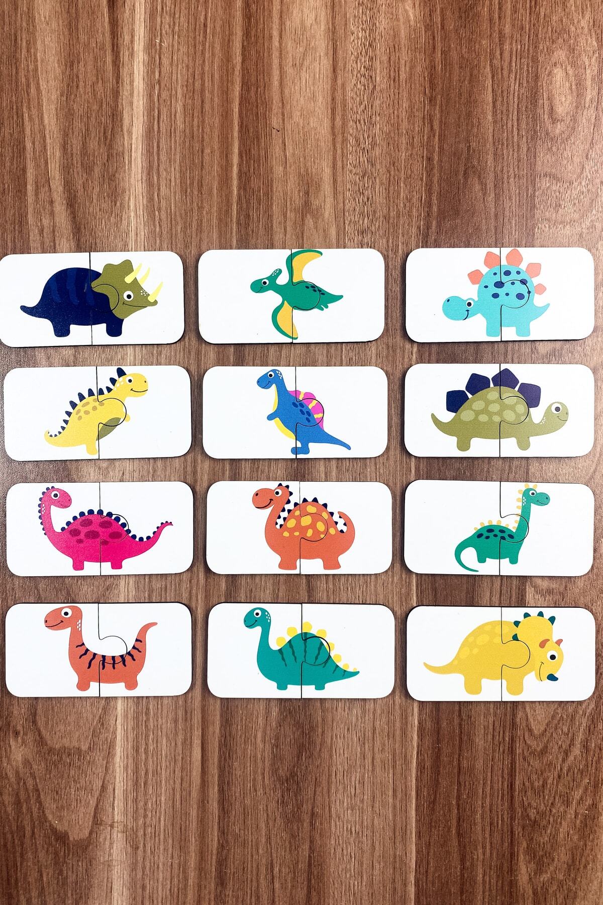 Enjoymydesign Dinozor Temalı Ahşap Iki Parçalı Eşleştirme Oyunu Okul Öncesi Bebek Eğitici Oyuncak fotoğrafı 6 (önizleme)