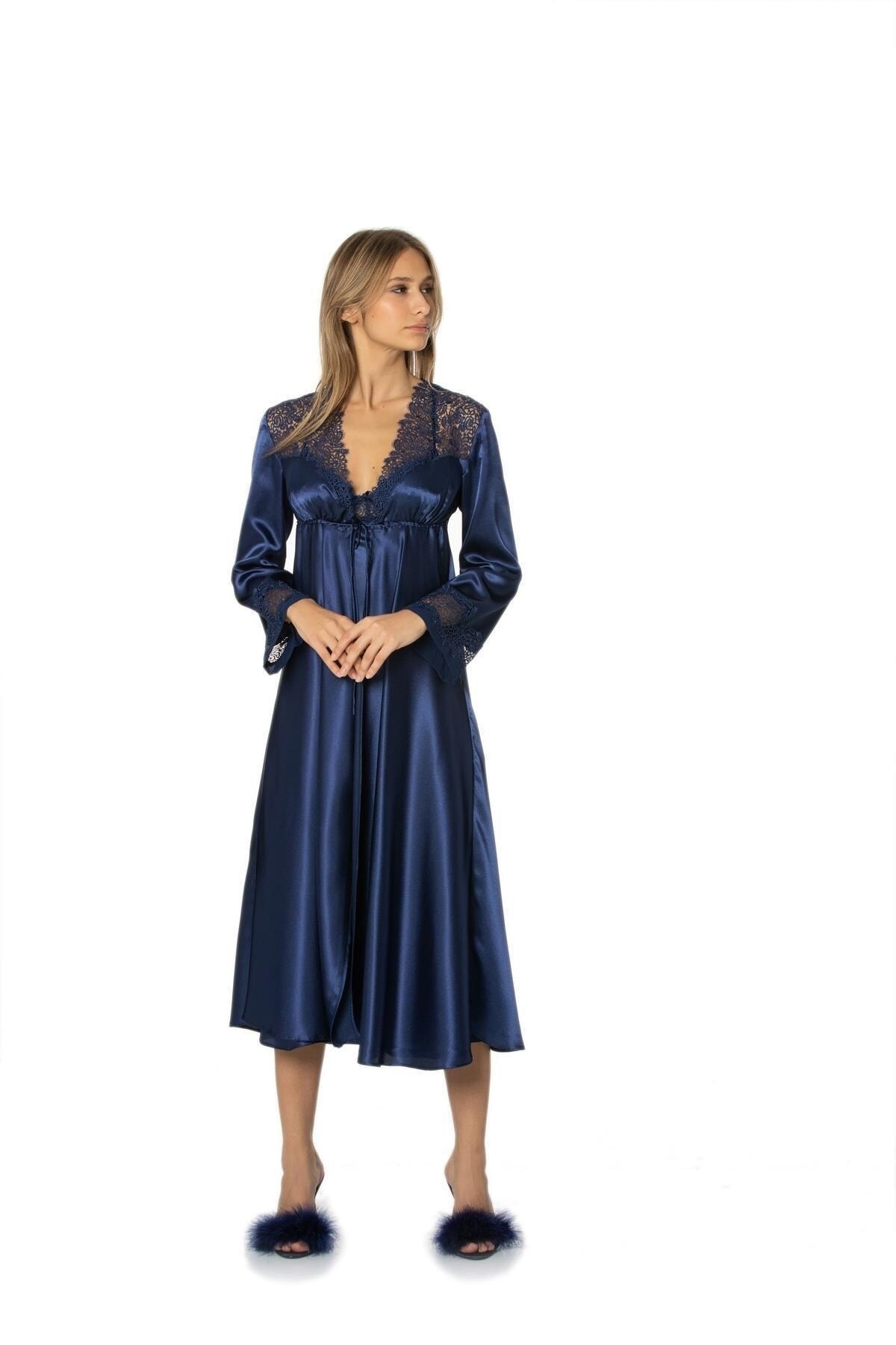 Pierre Cardin 6020 Altılı Saten Gecelik Sabahlık Takımı