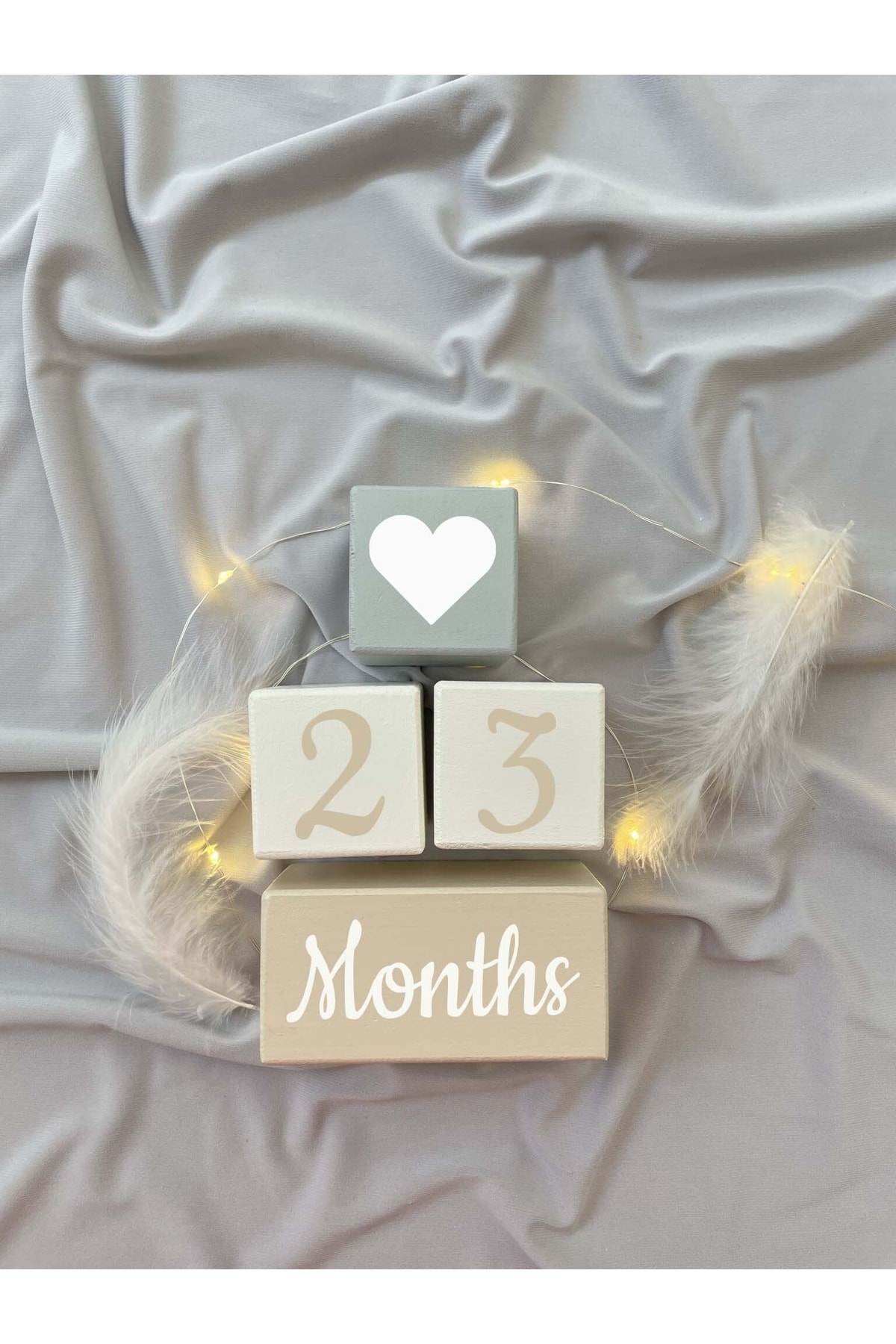 BİANNE ATÖLYESİ Keten Bebek Anı Küp Seti Fotoğraf Çekim Ve Dekor Için Ingilizce