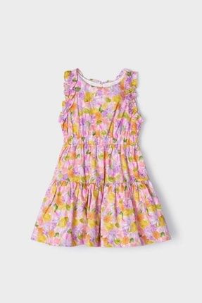 3-9 Yaş Kız Çocuk Flower Elbise Mor MYRL3940-1063