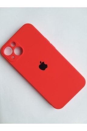 Iphone 13 Uyumlu Kırmızı Kamera Korumalı Lansman Içi Kadife Silikon Logolu Kılıf 13LogoluLansman