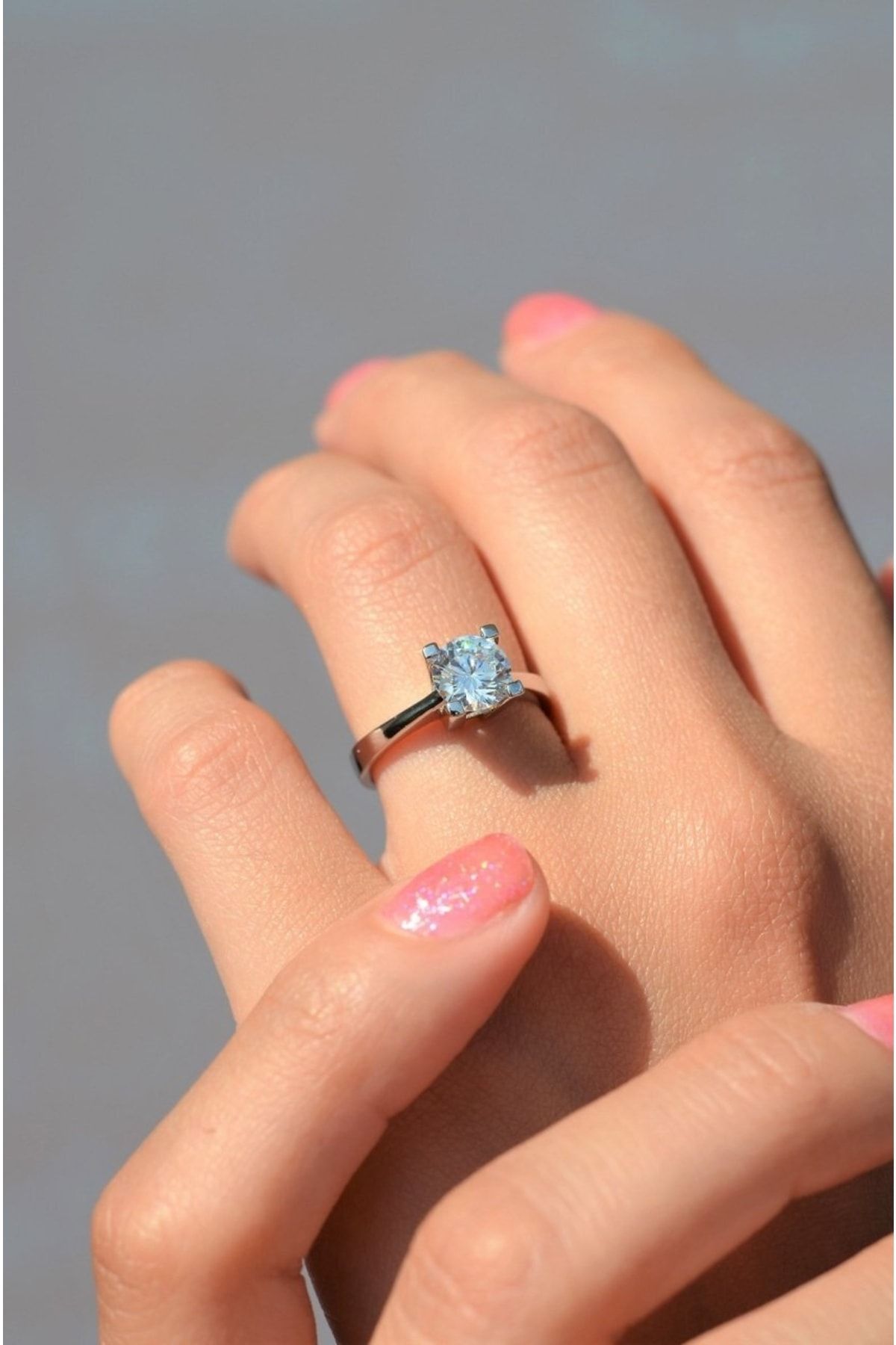 Silver solitaire ring hotsell