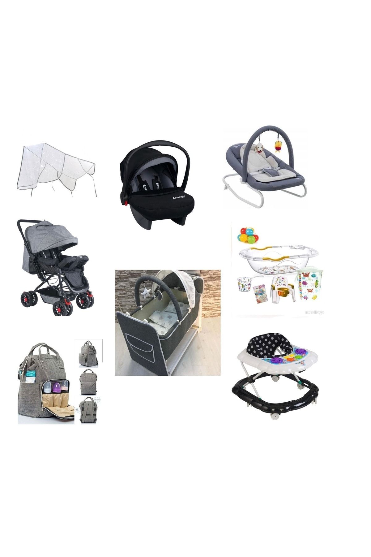 LETS GO BABY Beşik Bebek Çeyiz Seti 12 Parça Çift Yön Bebek Arabası Beşik Ana Kucağı 076125993656