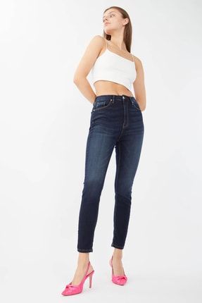 Kadın Koyu Lacivert Süper Skinny Fit Jean Pantolon 22005-RINS
