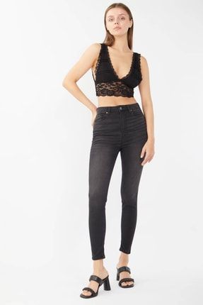 Kadın Antrasit Süper Skinny Fit Jean Pantolon 22005-BLACK