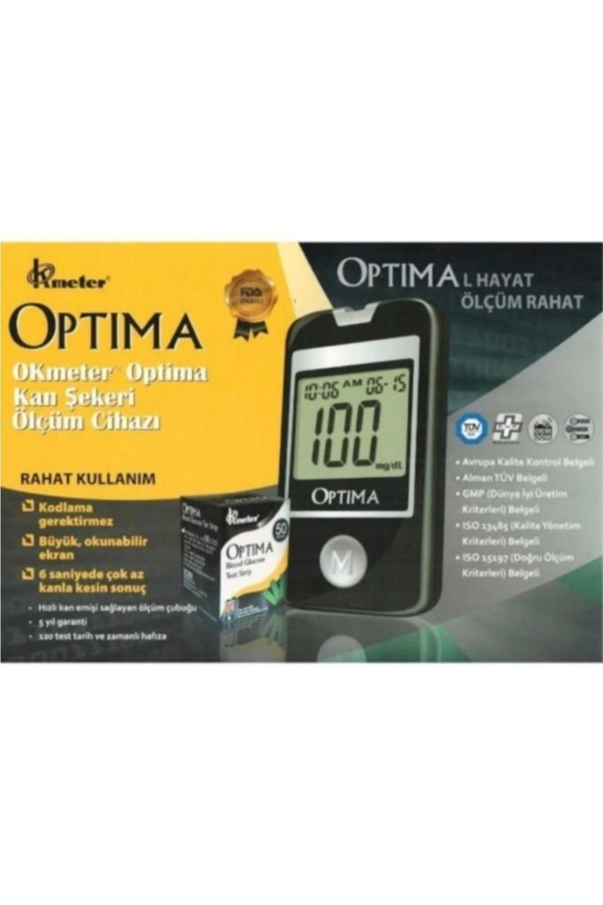 Optima-Glucose Meter And Strip 4