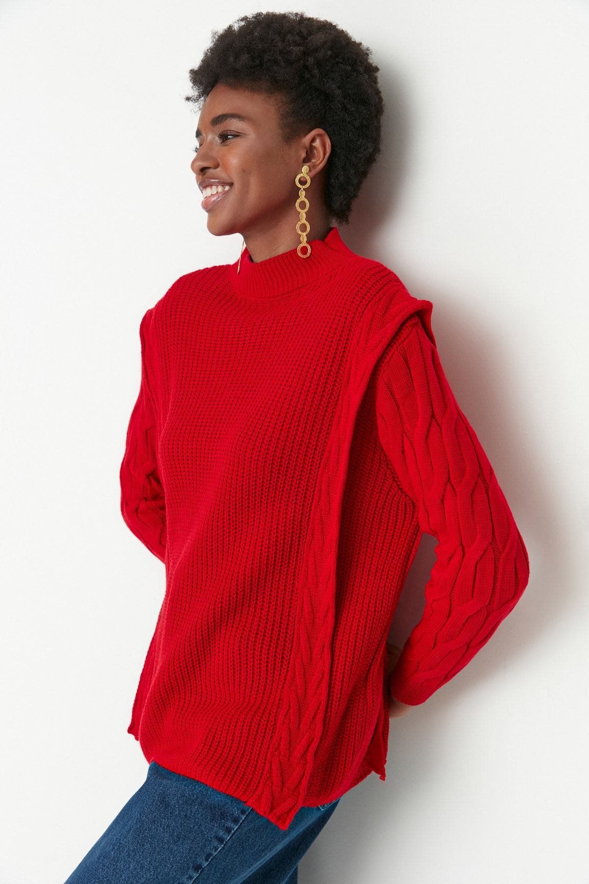 Trendyol Collection Pullover Rot Regular Fit Fast ausverkauft