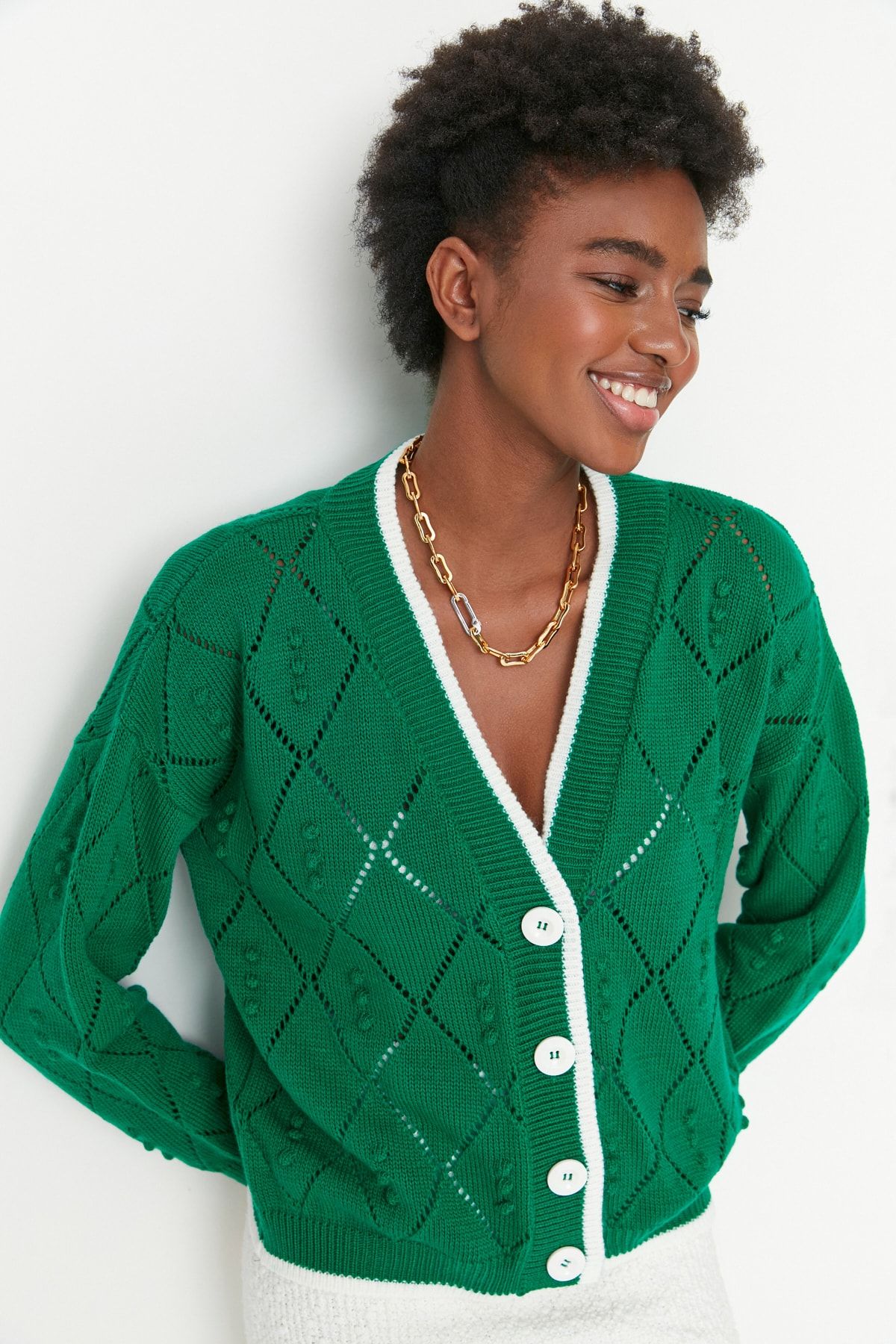 Trendyol Collection Cardigan Green Regular fit Trendyol