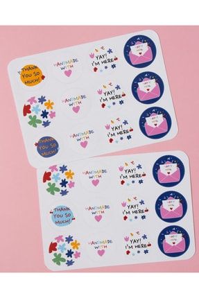 96 Adet Renkli Sticker Etiket (3,5 Cm X 3,5 Cm) Paketleme RES1003