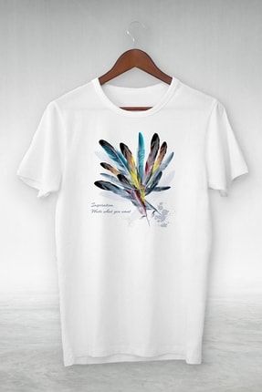 Unisex Baskılı Beyaz T-shirt BAG5220