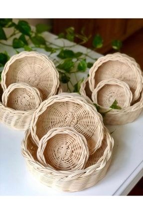 3’lü Rattan Bambu Hasır Sepet, Saksı, Düzenleyici Organizer Edr181215