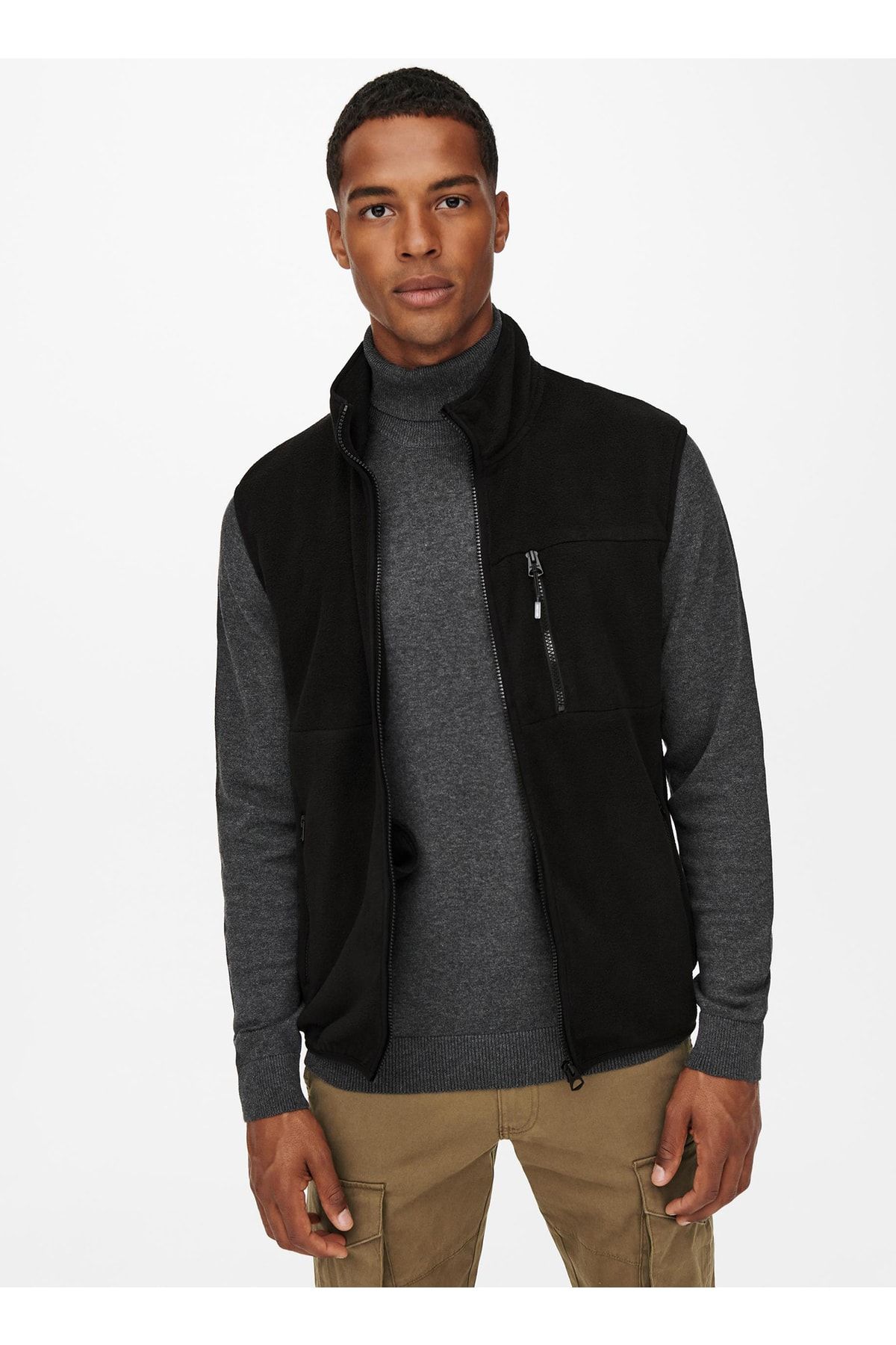 Only & Sons Yelek, 2xl, Siyah