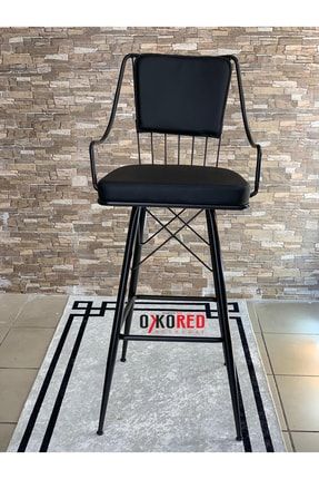 1 Adet 75 Cm Metal Ayaklı Venor Siyah Deri Bar Sandalyesi, Kafe,bar,mutfak Sandalyesivnr009 VNR009