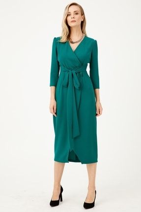 Modailgi Kruvaze Anvelop Elbise Yeşil ILG22Y06020