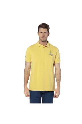 Polo Yaka Kısa Kol Baskılı Sarı Erkek T-shirt 555680