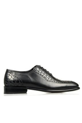 Hakiki Deri Siyah Lazer Baskılı Desen Işlemeli Bağcıklı Jurdan Klasik Erkek Ayakkabı 0224s 0224S