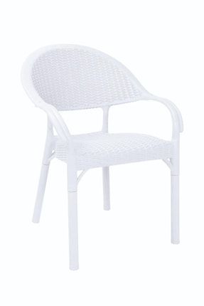 Capissi Bambu Beyaz Rattan Kollu Sandalye Koltuk SP2094