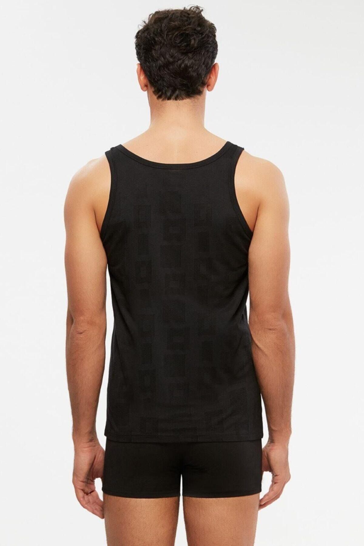 Kom-Self Patterned Round Collar Modal Men's Undershirt 2