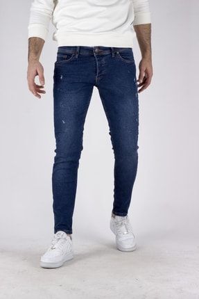 Erkek Skinny Fit Lazer Yıpratmalı Likralı Kot Pantolon 1839 PBLC-1839