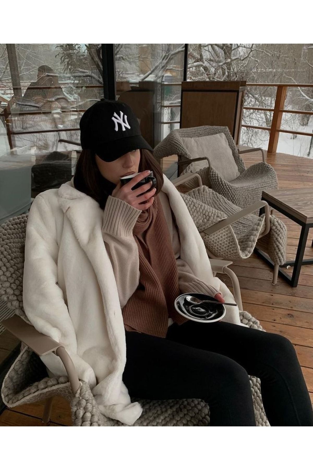 Unisex Beyzbol Ny Şapka Siyah - Beyaz