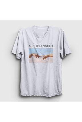 Unisex Beyaz Creation Of Adam Yaratılış Michelangelo T-shirt 302888tt