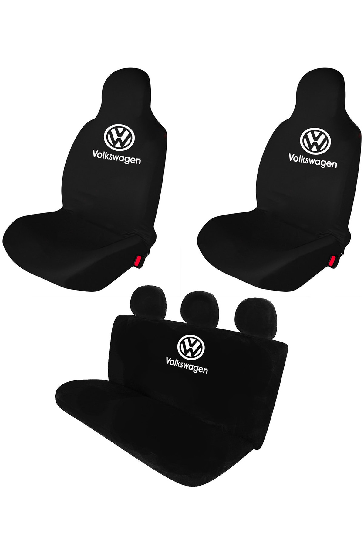 Öziron Volkswagen Polo Oto Koltuk Kılıfı Koruyucu Logo Baskılı Penye Servis Kılıfı Siyah
