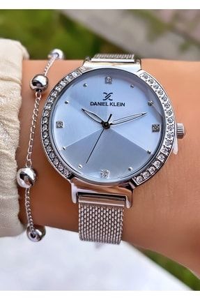 Marka Gümüş Renk Çelik Ince Hasır Kordon Kadın Kol Saati + Bileklik DKL00859.0.541