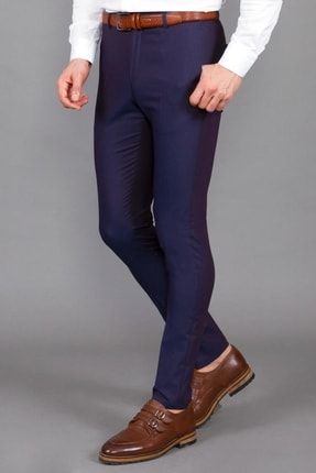 Düz Lacivert Renk Super Slim Fit Erkek Pantolon 38837.20Y