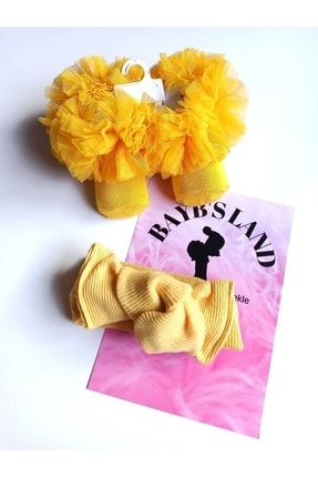 Kız Bebek/çocuk Sarı Tavşan Kulak Bandana Ve Sarıkokoş Çorap a10011ffff