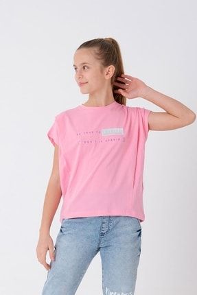 Kız Çocuk Omzu Pileli T-shirt 7-14 Yaş KPPCV00011444