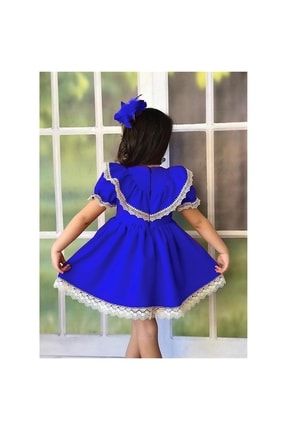 Kız Çocuk Mavi Güpürlü Elbise BDBKZ0106