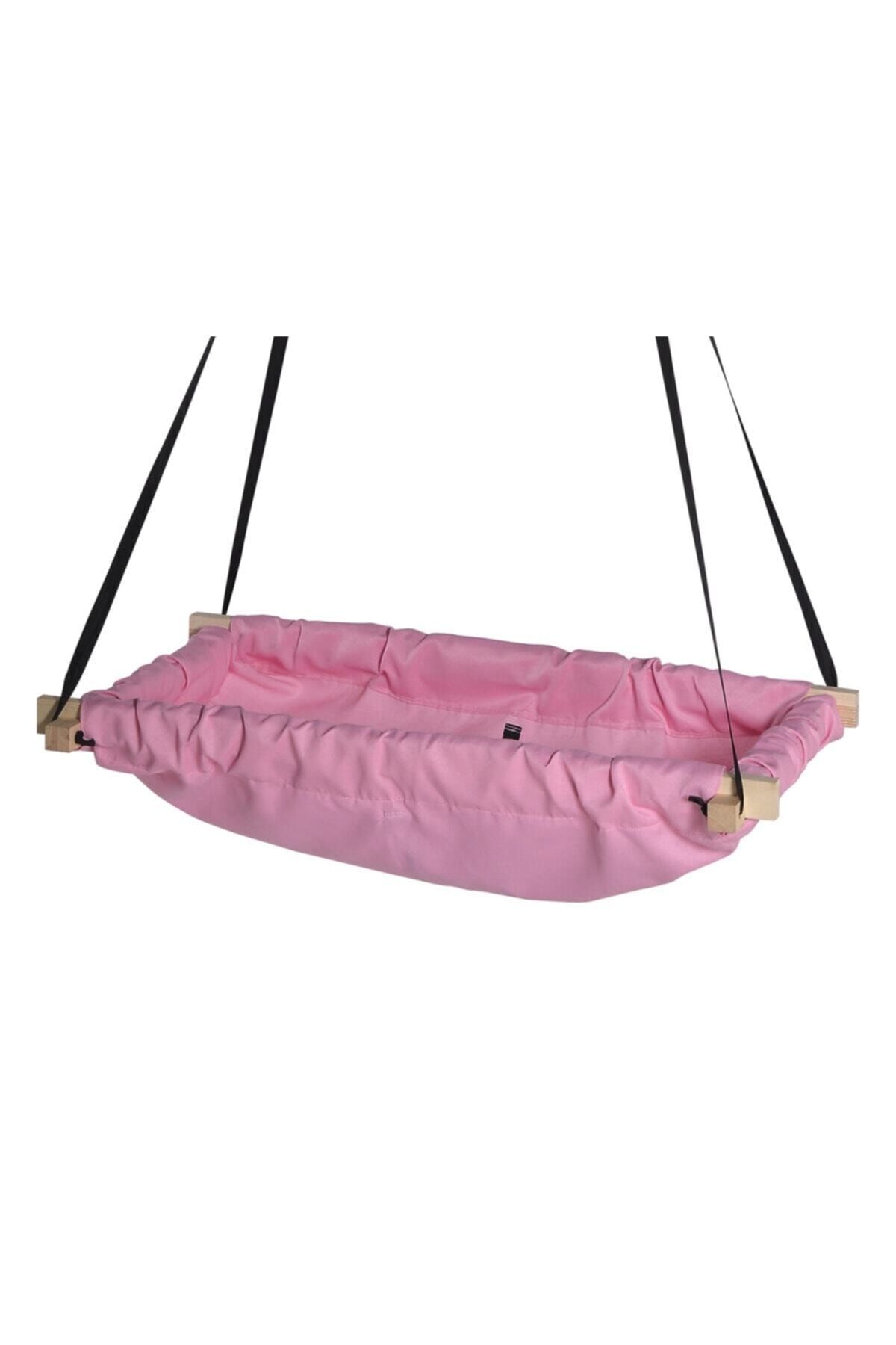 Pembe Salıncak Ahşap Hop Hop Hamak Tavana Asılan Beşik