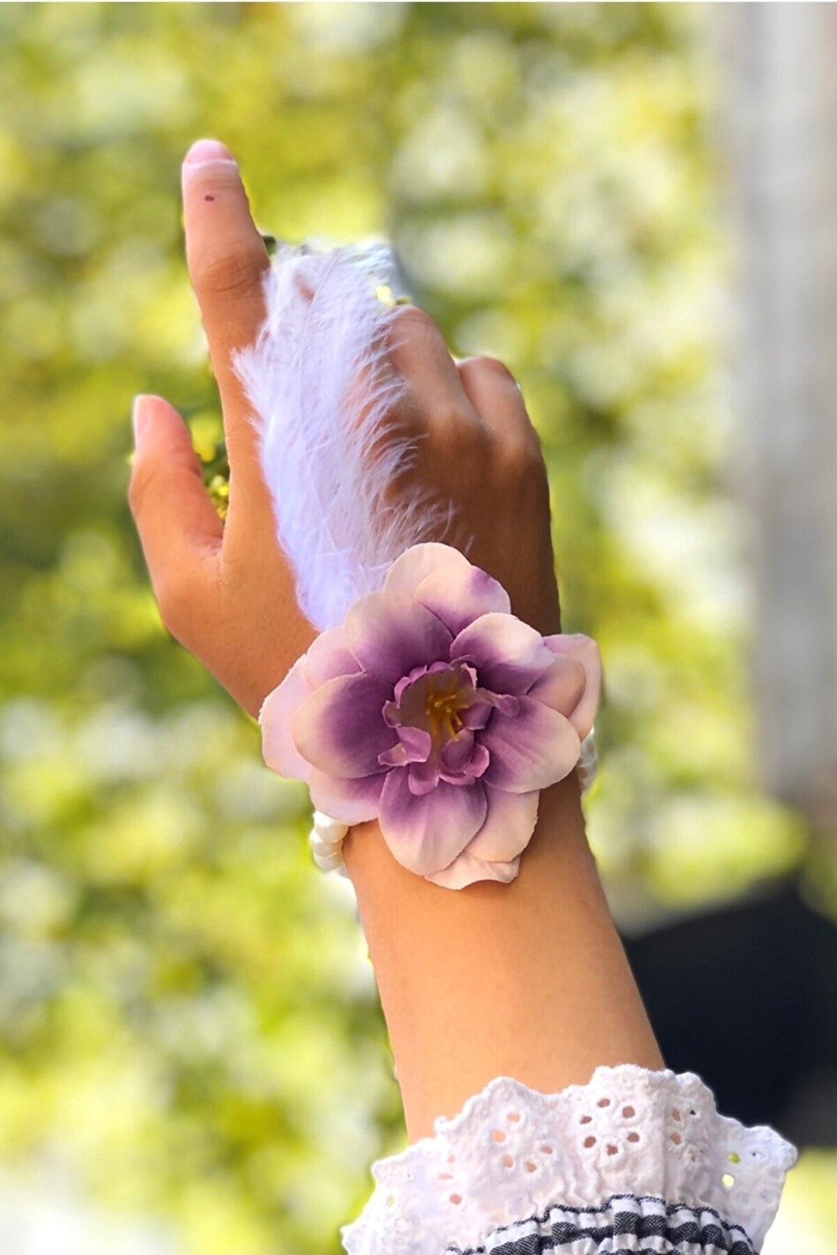 10’lu Mor Tüylü Inci Nedime Gelin Bilekliği Bride To Be Bekarlığa Veda Partisi